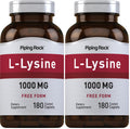 Piping Rock L-Lysine 1000mg | 180 Caplets | Free Form | Vegetarian, Non-GMO, Gluten Free (Pack of 2)