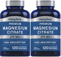 Piping Rock Magnesium Citrate 375 mg - 120 Softgels - High Absorption - Non-GMO, Gluten Free (Pack of 2)