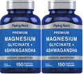 Piping Rock Magnesium Glycinate & Ashwagandha – 150 Capsules, Vegetarian, Non-GMO, Gluten Free (Pack of 2)