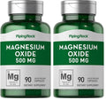 Piping Rock Magnesium Oxide 500mg Capsules – 180 Count (Pack of 2) | Non-GMO, Gluten Free