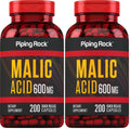 Piping Rock Malic Acid Capsules 600mg - 200 Caps (Pack of 2) | Gluten Free & Non-GMO