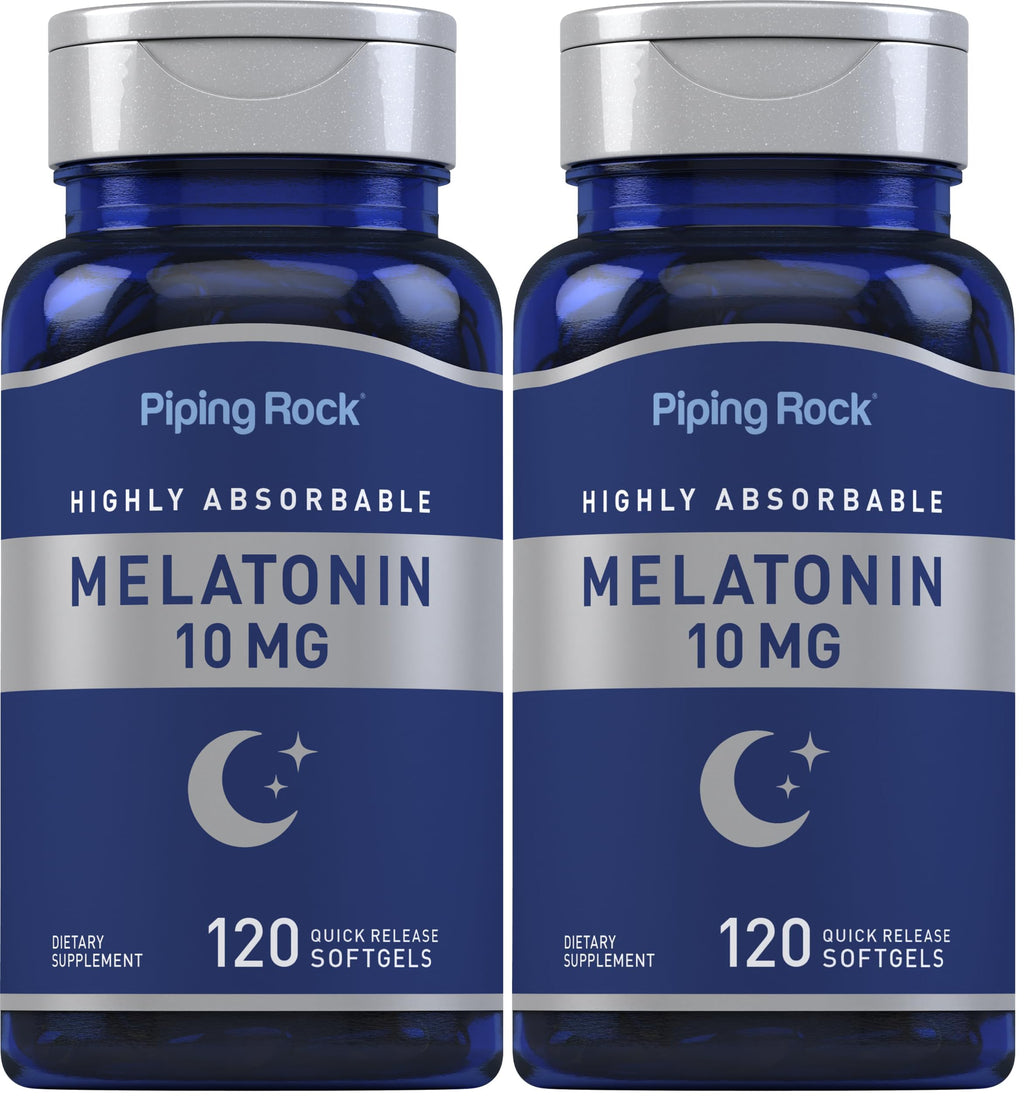 Piping Rock Melatonin 10mg – 120 Softgels (Pack of 2) | Quick Release