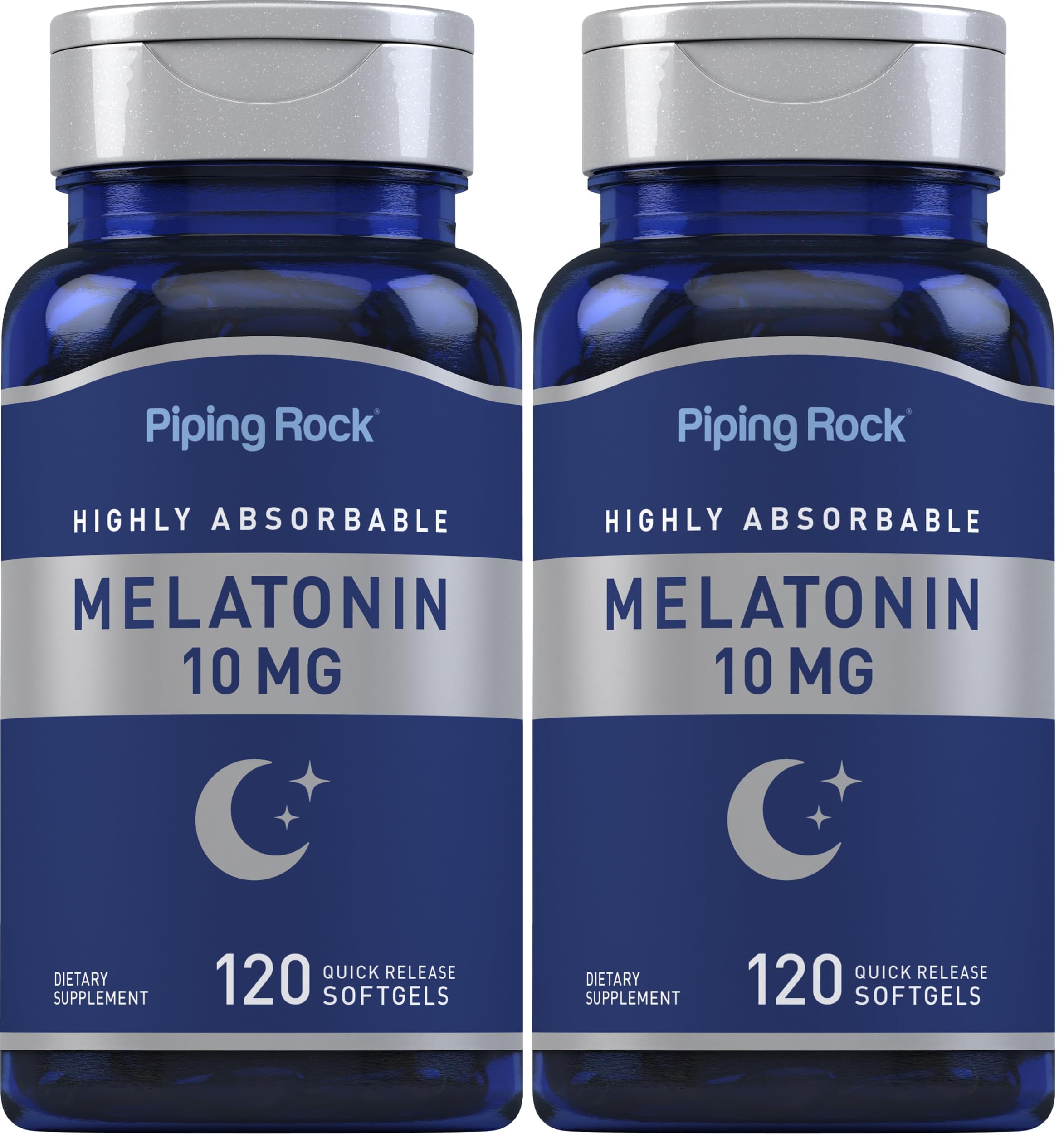 Piping Rock Melatonin 10mg – 120 Softgels (Pack of 2) | Quick Release