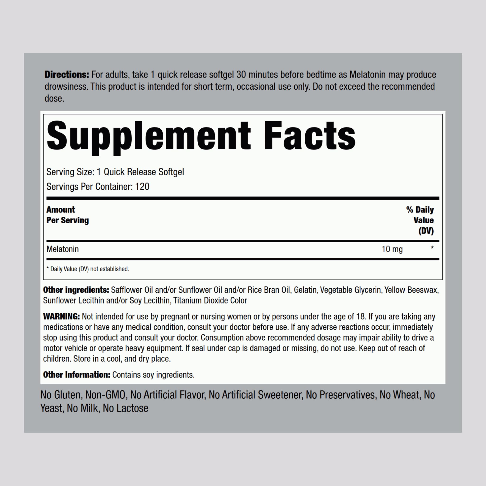 Piping Rock Melatonin 10mg – 120 Softgels (Pack of 2) | Quick Release