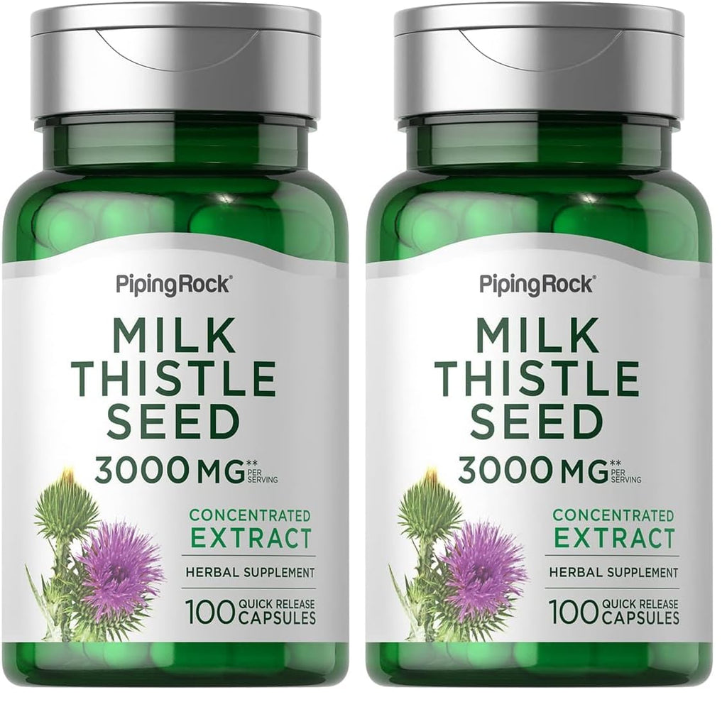 Piping Rock Milk Thistle 3000mg – 100 Capsules | Non-GMO & Gluten Free (Pack of 2)