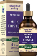 Milk Thistle Extract Liquid Drops - Piping Rock | 4 oz | Alcohol Free | Vegetarian | Non-GMO | Gluten Free