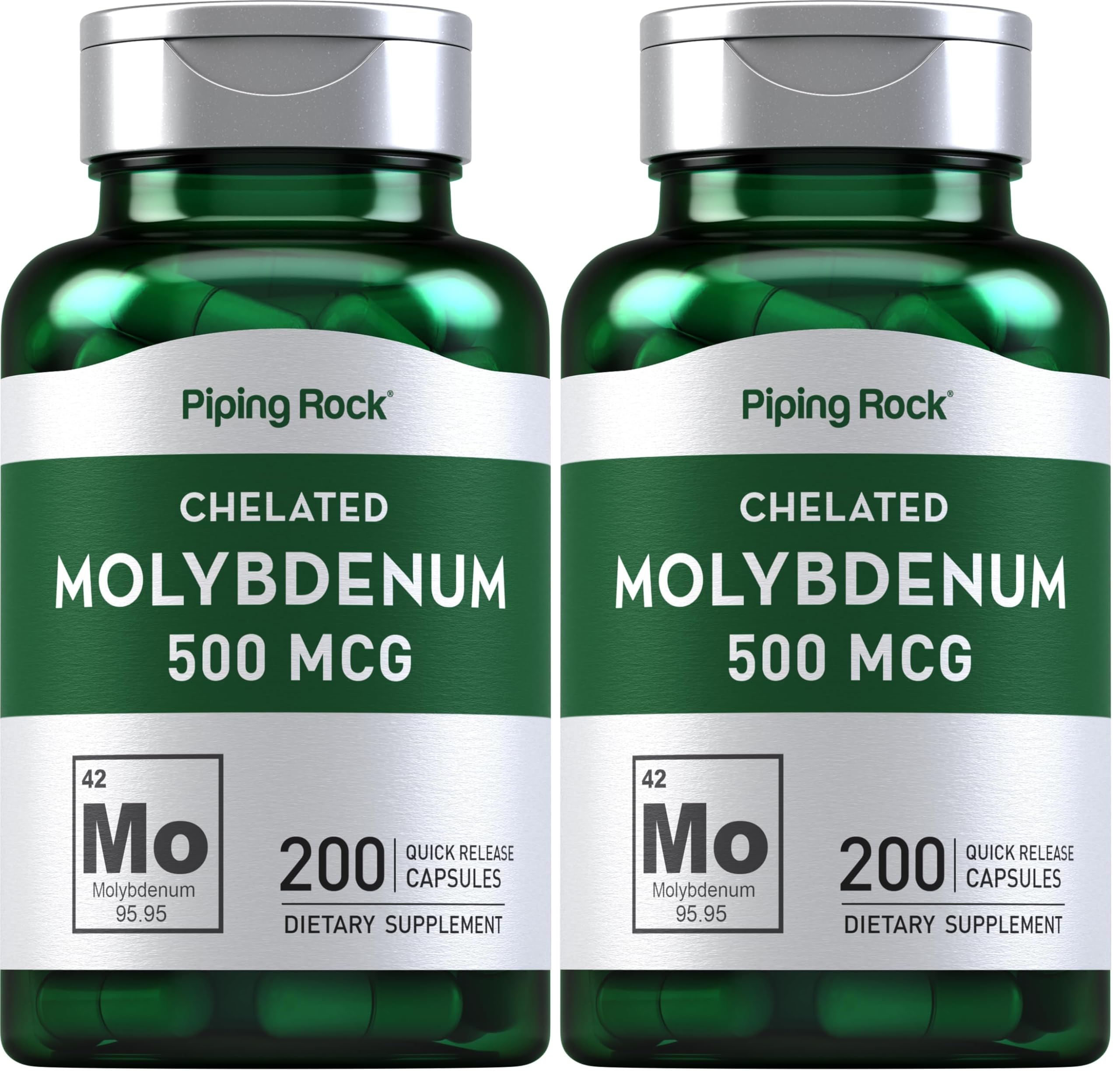 Piping Rock Molybdenum Supplement 500 mcg | 200 Capsules | Pack of 2