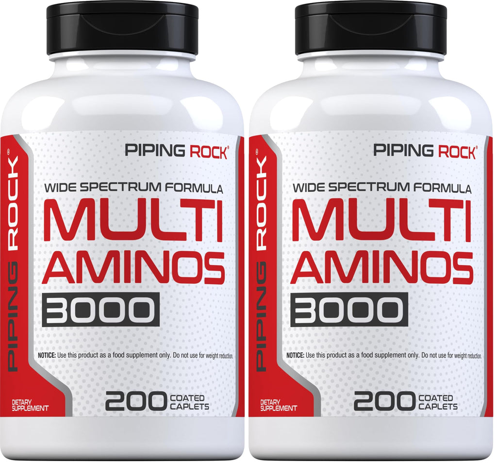 Piping Rock Multi Amino Acid Supplement - 200 Caplets, Advanced Athlete Formula - Non-GMO & Gluten Free (Pack of 2)