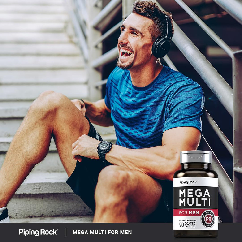 Piping Rock Multivitamin for Men - 90 Caplets, Mega Multimineral Daily Supplement (Pack of 2) - Non-GMO & Gluten Free