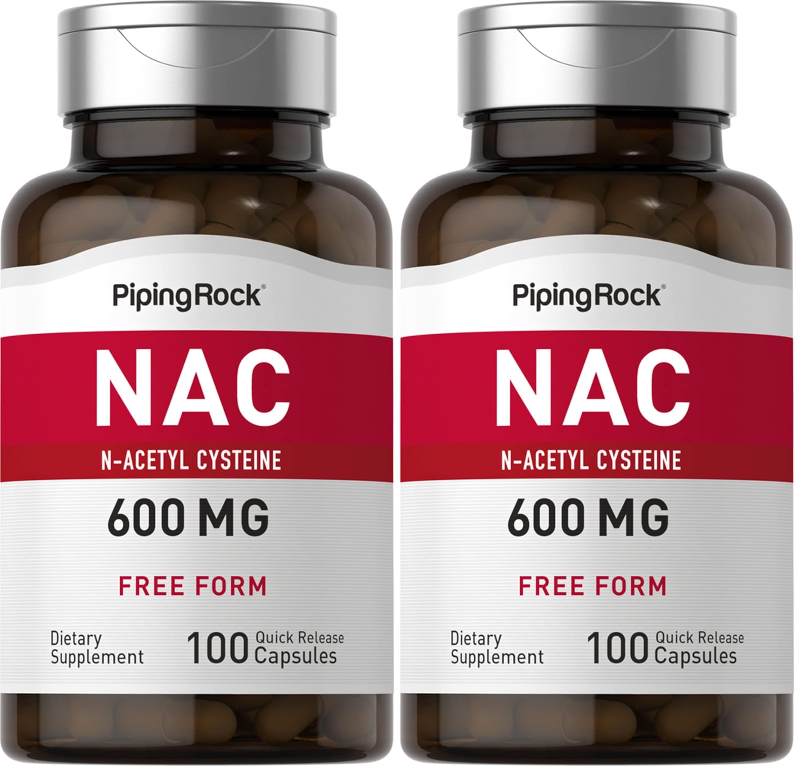 Piping Rock NAC 600mg N-Acetyl Cysteine – 100 Capsules (Pack of 2)
