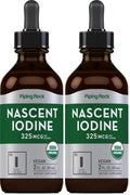 Piping Rock Nascent Iodine Drops Organic | 2 fl oz | Liquid Vegan Supplement | Non-GMO, Gluten Free (Pack of 2)
