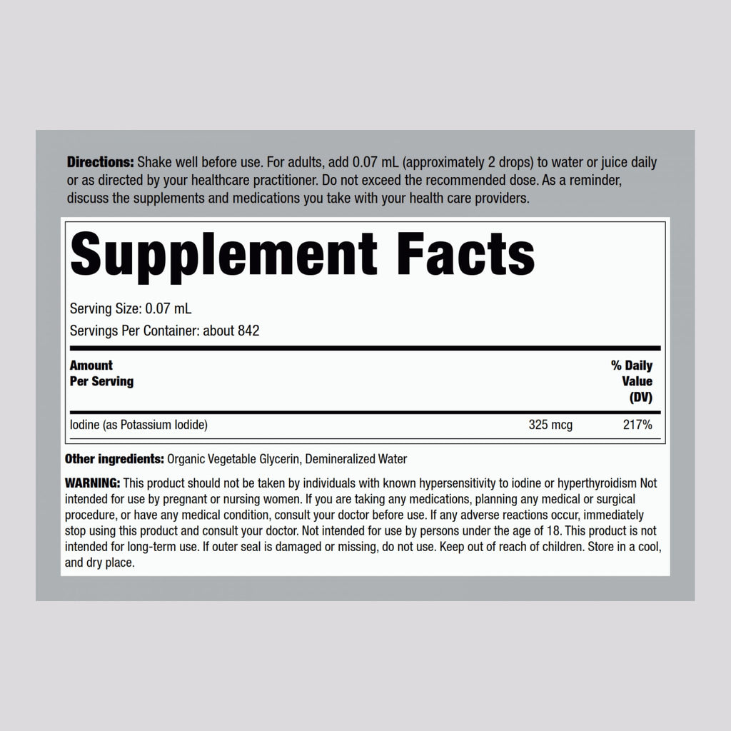 Piping Rock Nascent Iodine Drops Organic | 2 fl oz | Liquid Vegan Supplement | Non-GMO, Gluten Free (Pack of 2)