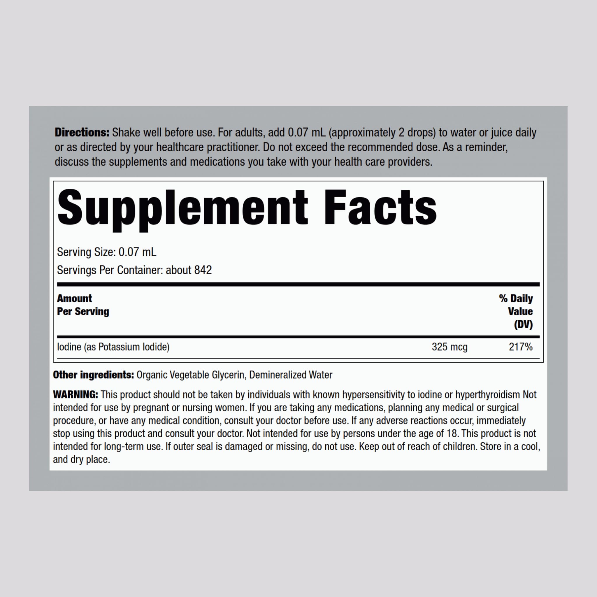 Piping Rock Nascent Iodine Drops Organic | 2 fl oz | Liquid Vegan Supplement | Non-GMO, Gluten Free (Pack of 2)
