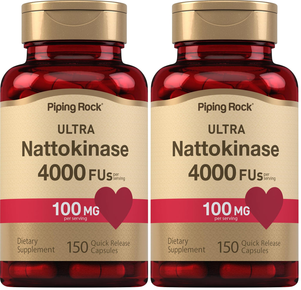 Piping Rock Nattokinase Supplement 4000 FU - 100mg, 150 Capsules, Non-GMO, Gluten Free (Pack of 2)