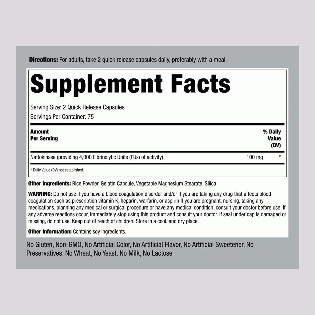 Piping Rock Nattokinase Supplement 4000 FU - 100mg, 150 Capsules, Non-GMO, Gluten Free (Pack of 2)