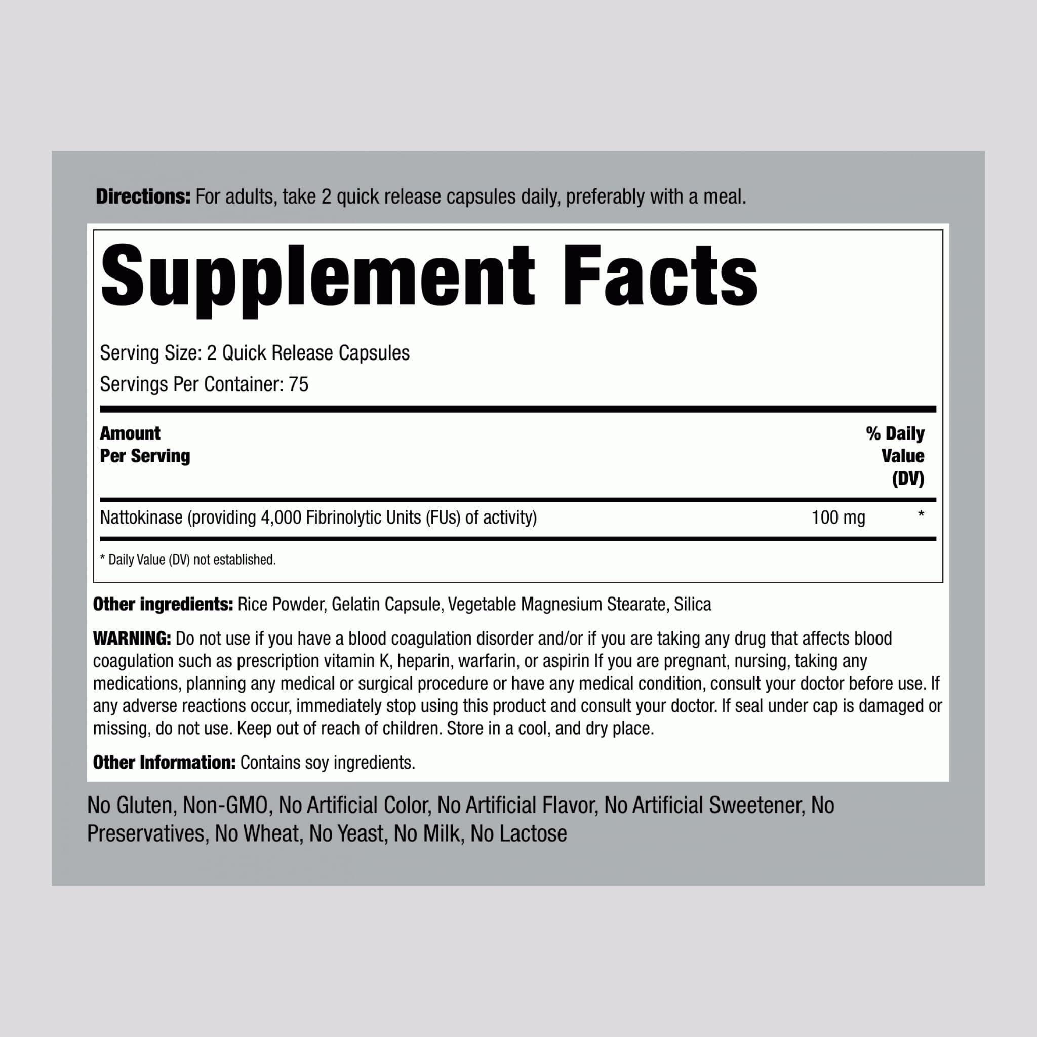 Piping Rock Nattokinase Supplement 4000 FU - 100mg, 150 Capsules, Non-GMO, Gluten Free (Pack of 2)