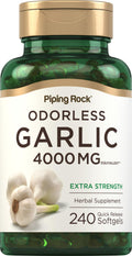 Piping Rock Odorless Garlic Softgels – 4000mg, 240 Count | Extra Strength | Non-GMO & Gluten Free