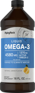 Piping Rock Omega-3 Fish Oil Liquid – 16 oz, 1370 mg Active Omega-3, Lemon