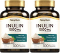 Piping Rock Organic Inulin Capsules 1000 mg - 100 Count | Low Glycemic Fiber | Non-GMO, Gluten Free (Pack of 2)