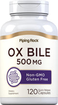Piping Rock Ox Bile Supplement 500mg – 120 Capsules | Gluten Free & Non-GMO