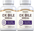 Piping Rock Ox Bile Supplement 500mg | 120 Capsules | Digestive Enzyme | Non-GMO, Gluten Free | Pack of 2