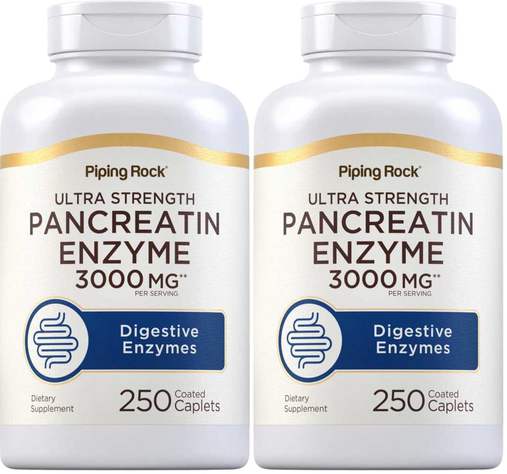 Piping Rock Pancreatin Digestive Enzymes – Ultra Strength 3000mg | Pack of 2 | Non-GMO, Gluten Free
