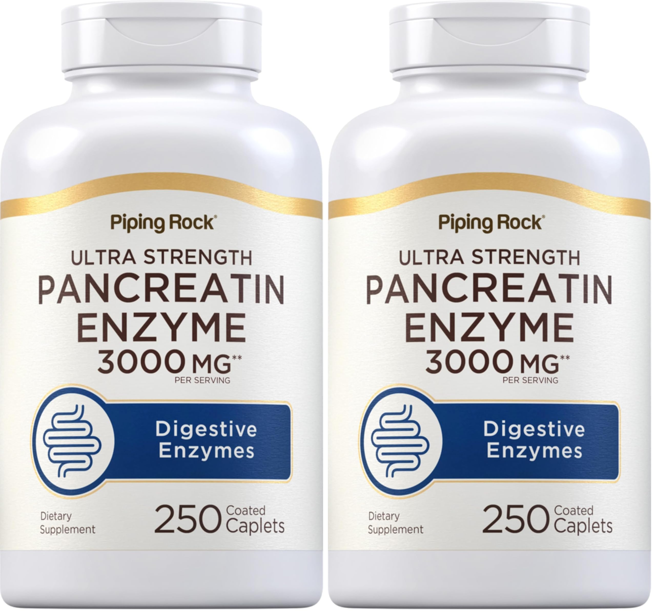 Piping Rock Pancreatin Digestive Enzymes – Ultra Strength 3000mg | Pack of 2 | Non-GMO, Gluten Free