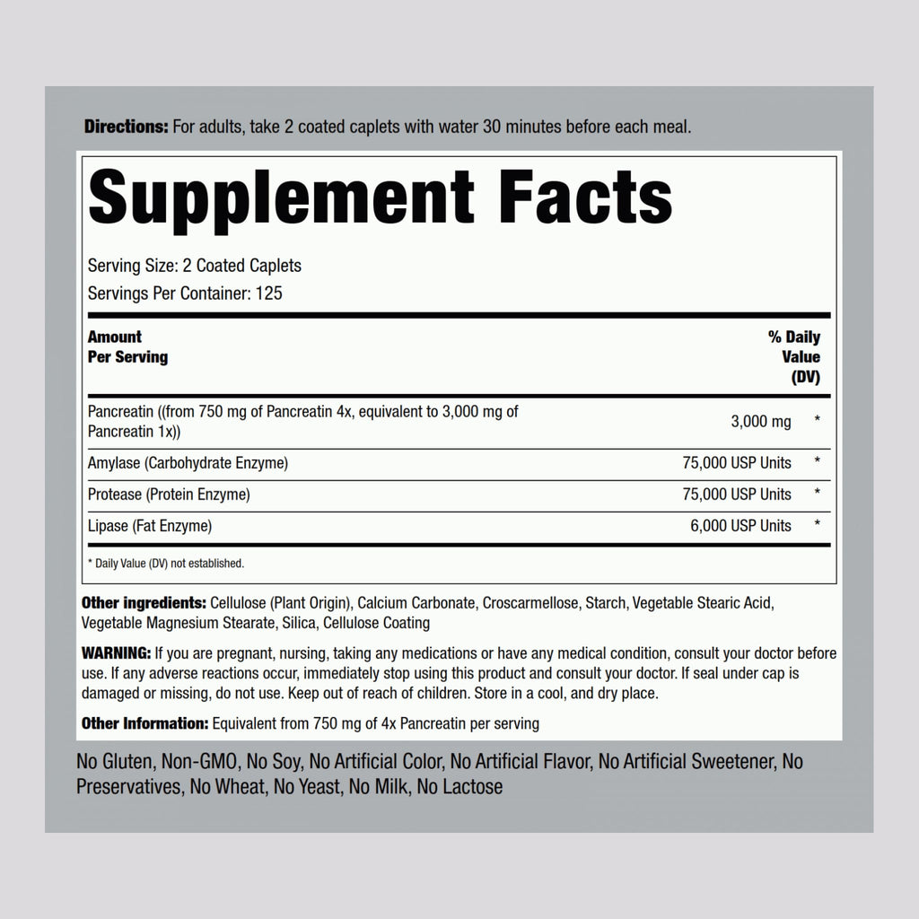 Piping Rock Pancreatin Digestive Enzymes – Ultra Strength 3000mg | Pack of 2 | Non-GMO, Gluten Free