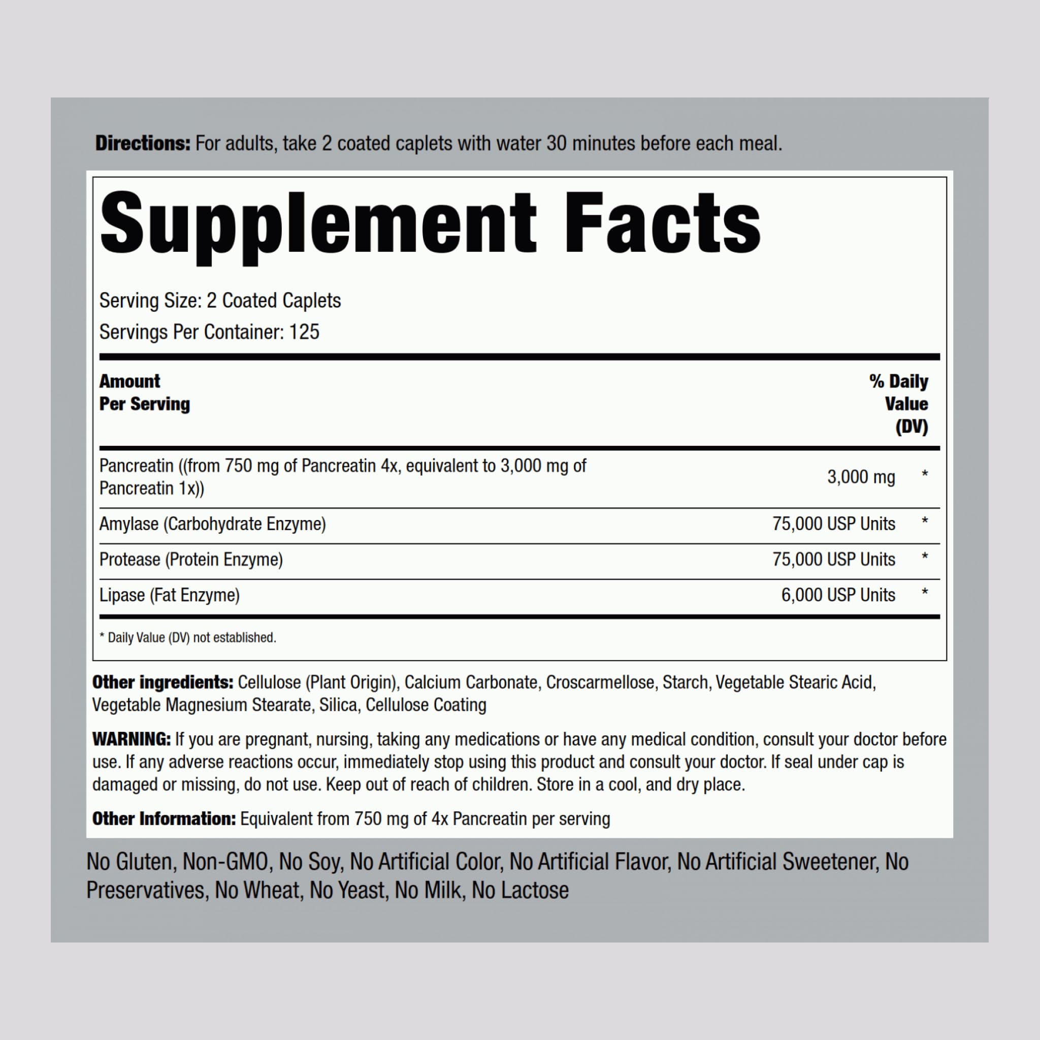 Piping Rock Pancreatin Digestive Enzymes – Ultra Strength 3000mg | Pack of 2 | Non-GMO, Gluten Free