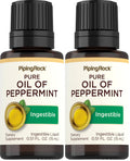 Piping Rock Peppermint Oil 15 ml Drops – Pure Ingestible (Pack of 2)