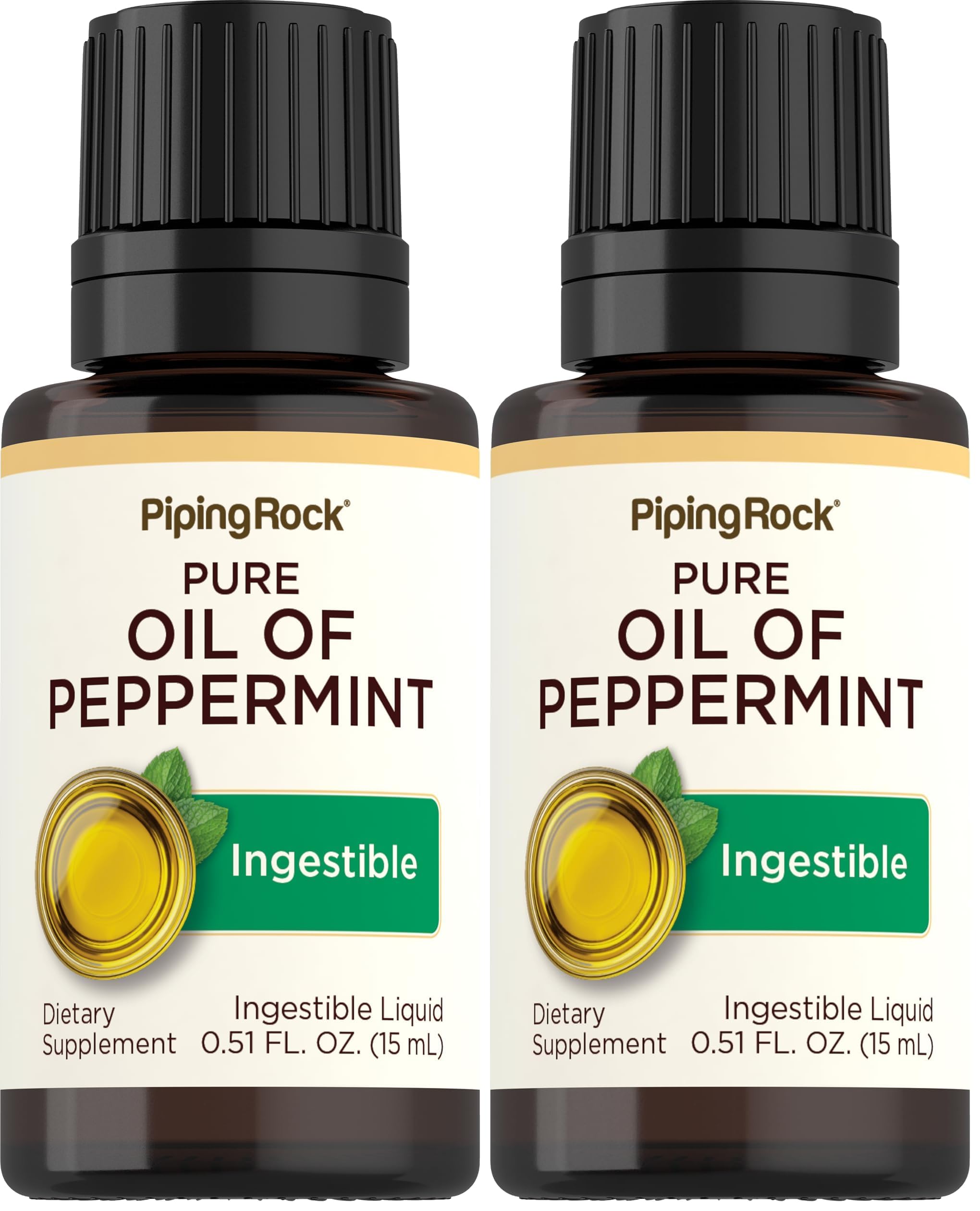 Piping Rock Peppermint Oil 15 ml Drops – Pure Ingestible (Pack of 2)
