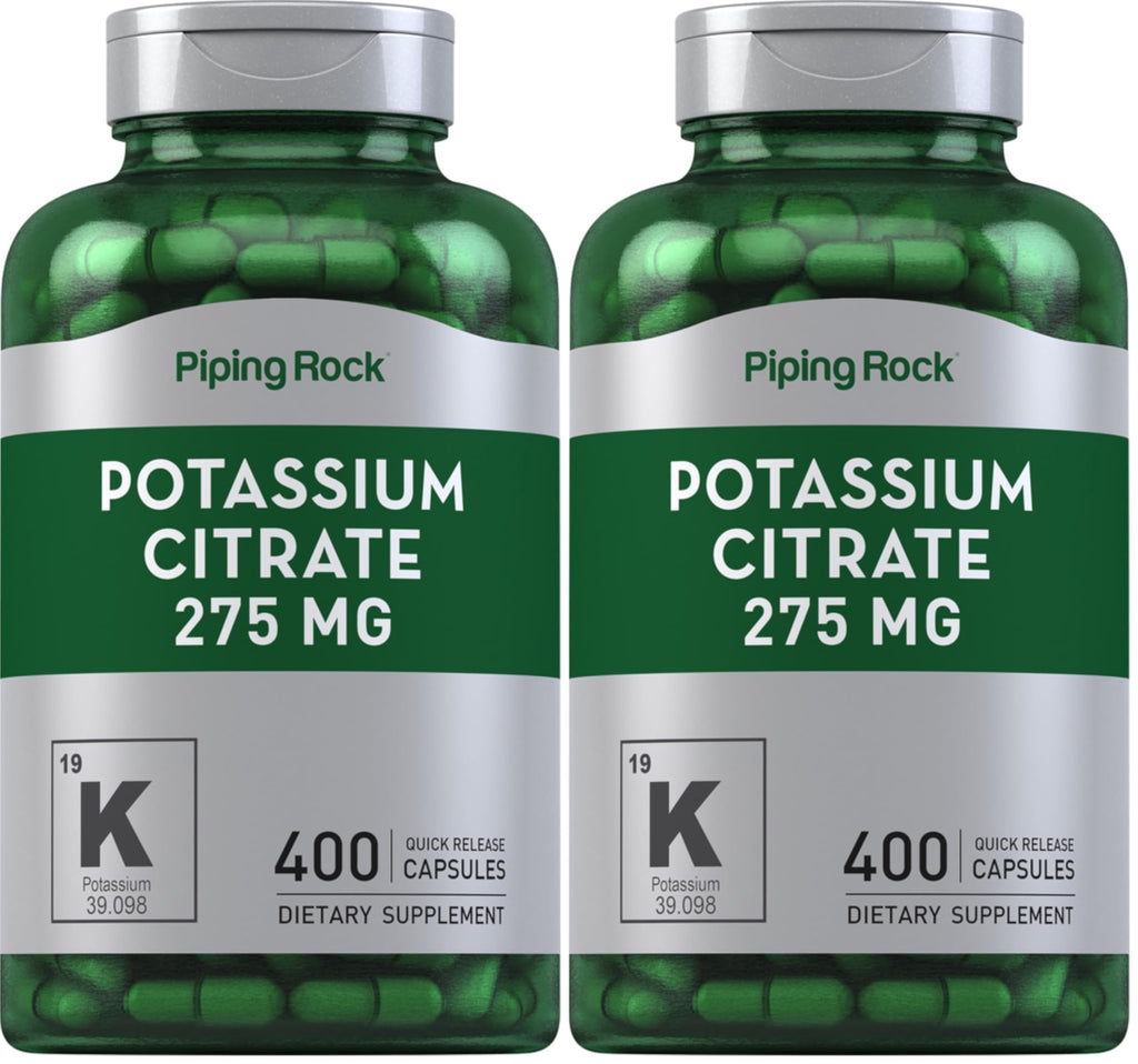 Piping Rock Potassium Citrate Supplement | 275 mg | 400 Capsules | Non-GMO, Gluten Free (Pack of 2)
