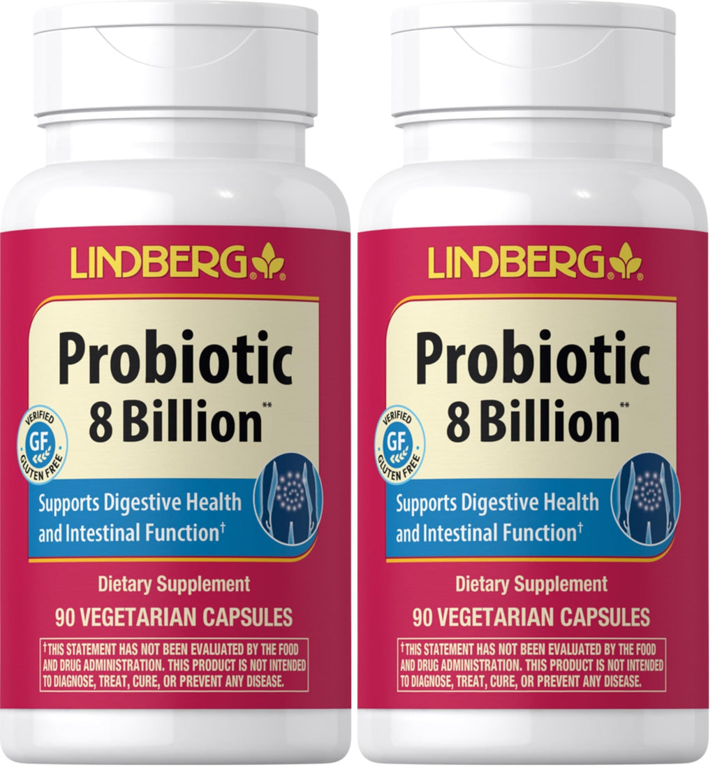 Piping Rock Probiotic for Men & Women – 90 Capsules | Digestive Support | Non-GMO, Gluten Free & Vegetarian | Lindberg (Pack of 2)