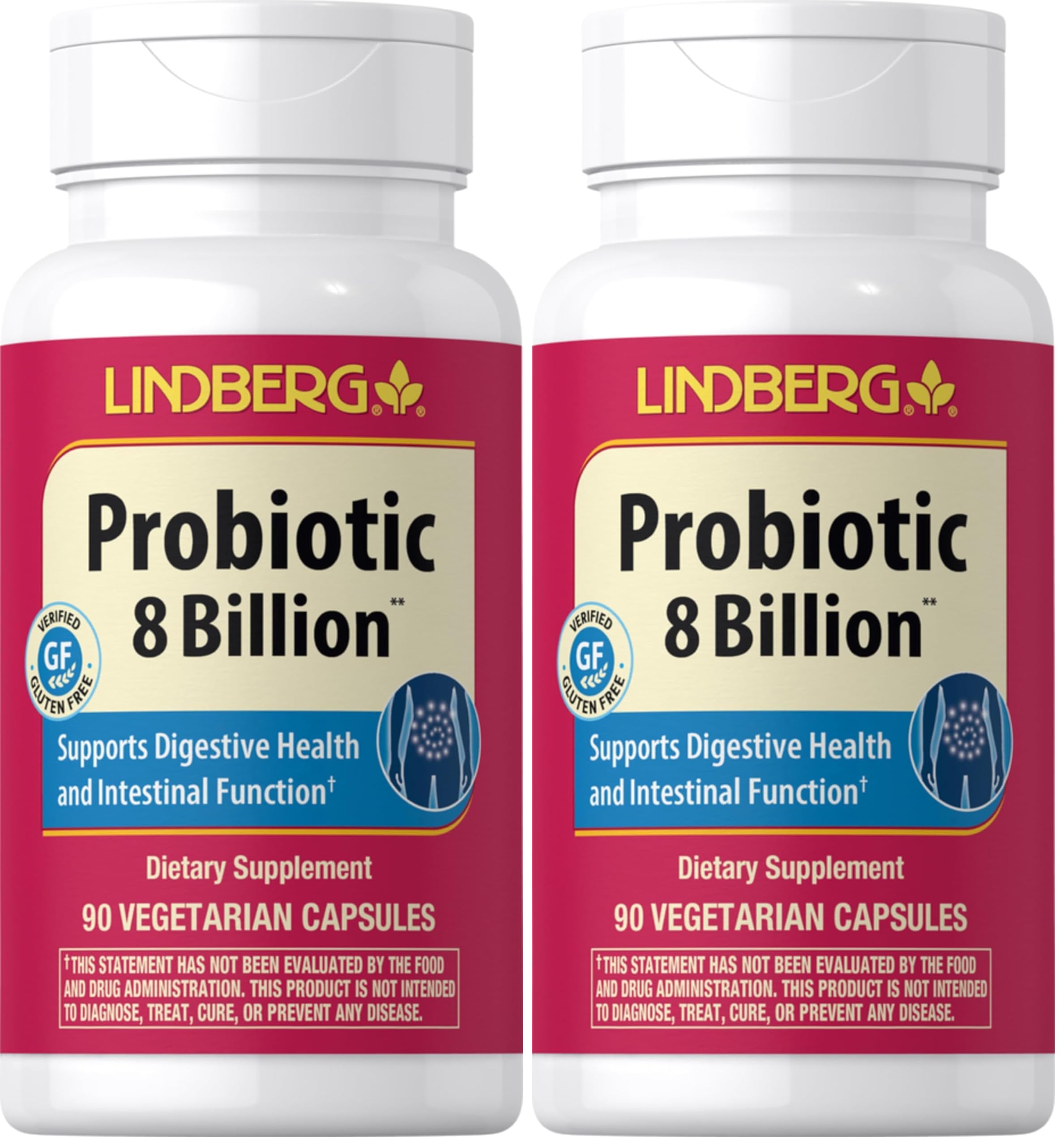 Piping Rock Probiotic for Men & Women – 90 Capsules | Digestive Support | Non-GMO, Gluten Free & Vegetarian | Lindberg (Pack of 2)