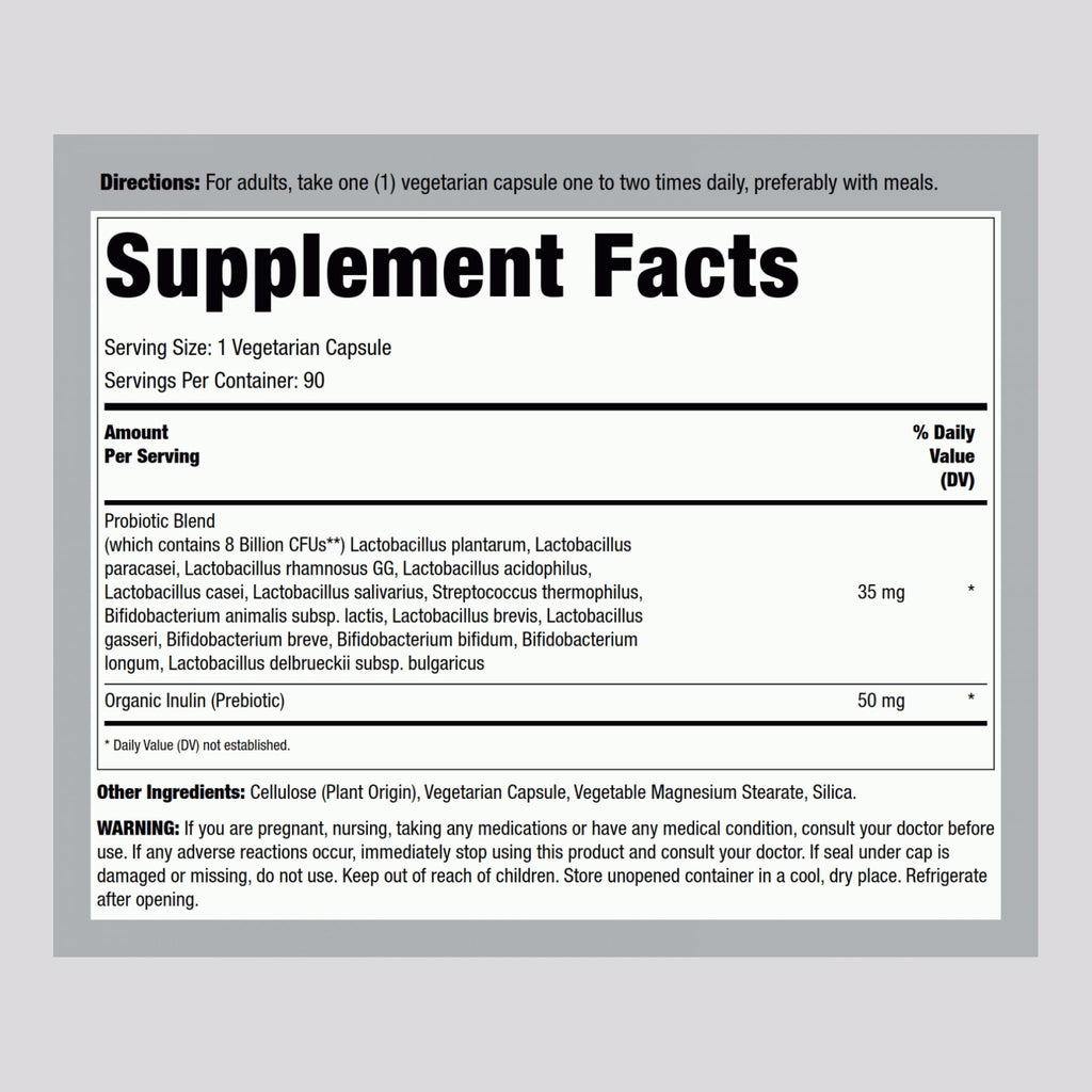 Piping Rock Probiotic for Men & Women – 90 Capsules | Digestive Support | Non-GMO, Gluten Free & Vegetarian | Lindberg (Pack of 2)