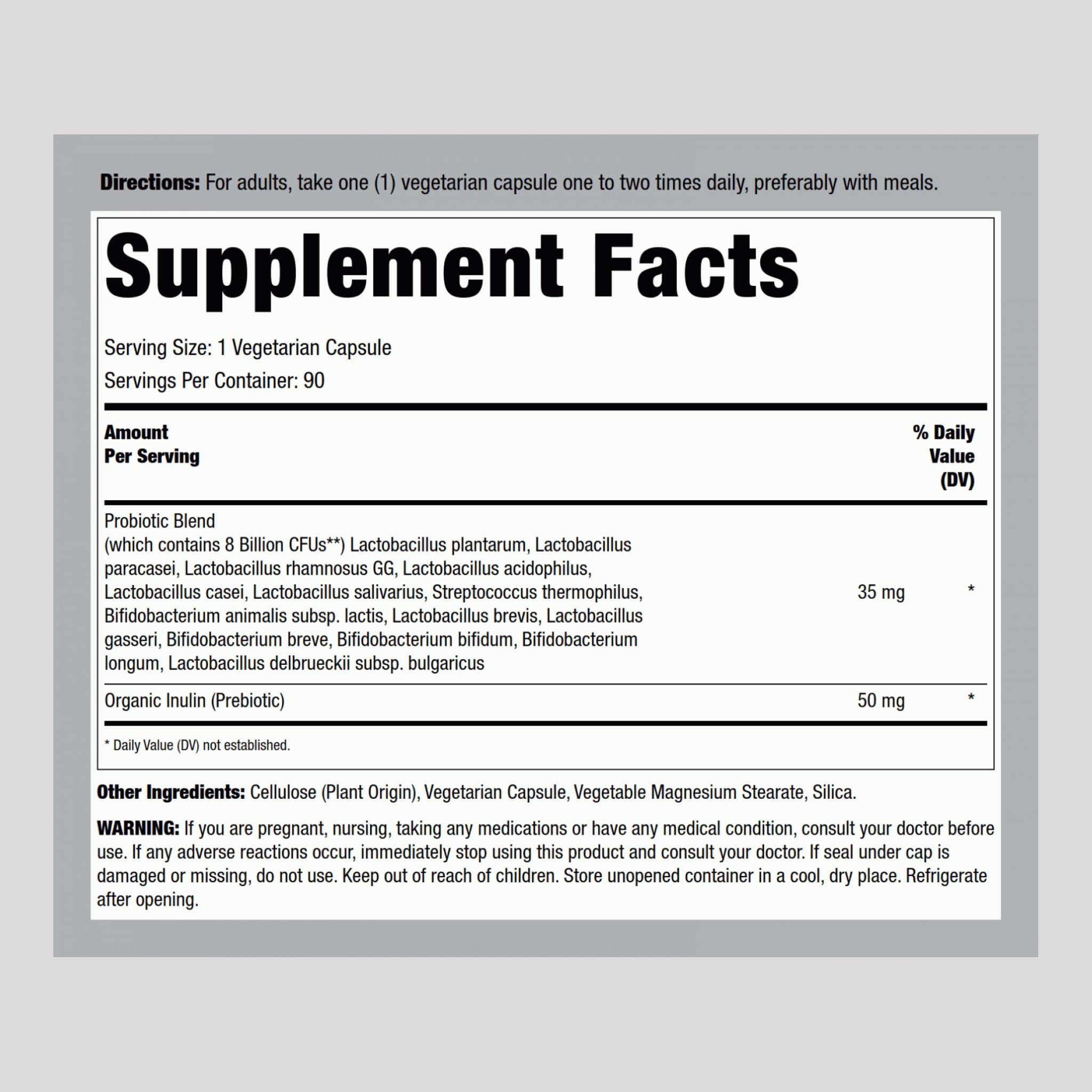 Piping Rock Probiotic for Men & Women – 90 Capsules | Digestive Support | Non-GMO, Gluten Free & Vegetarian | Lindberg (Pack of 2)