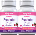 Piping Rock Probiotic for Women with Cranberry – 90 Capsules | 14 Strains | Vegetarian, Non-GMO, Gluten Free | Pack of 2