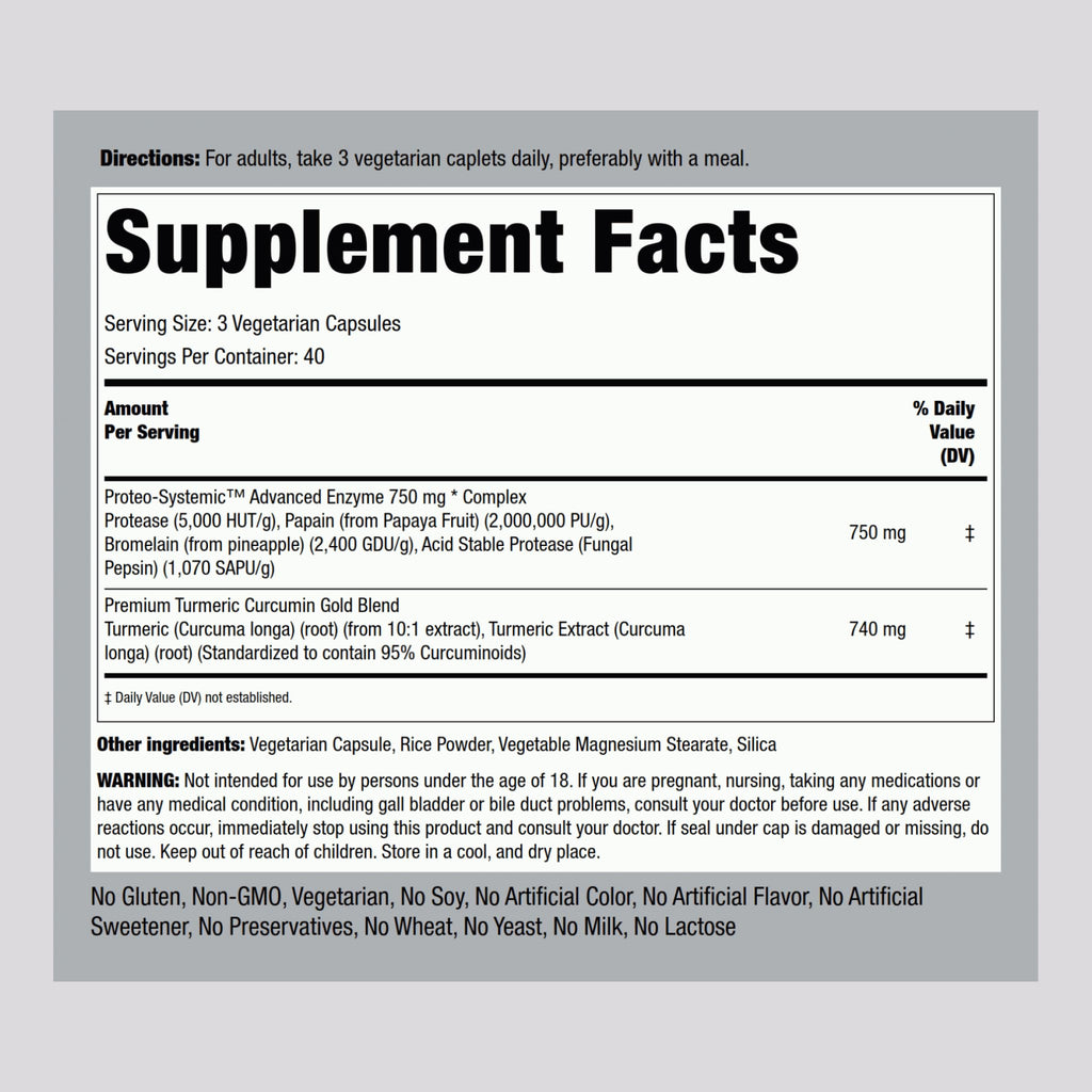 Piping Rock Proteolytic Enzymes Supplement | 120 Capsules | Broad Spectrum Complex | Vegetarian, Non-GMO, Gluten Free (Pack of 2)