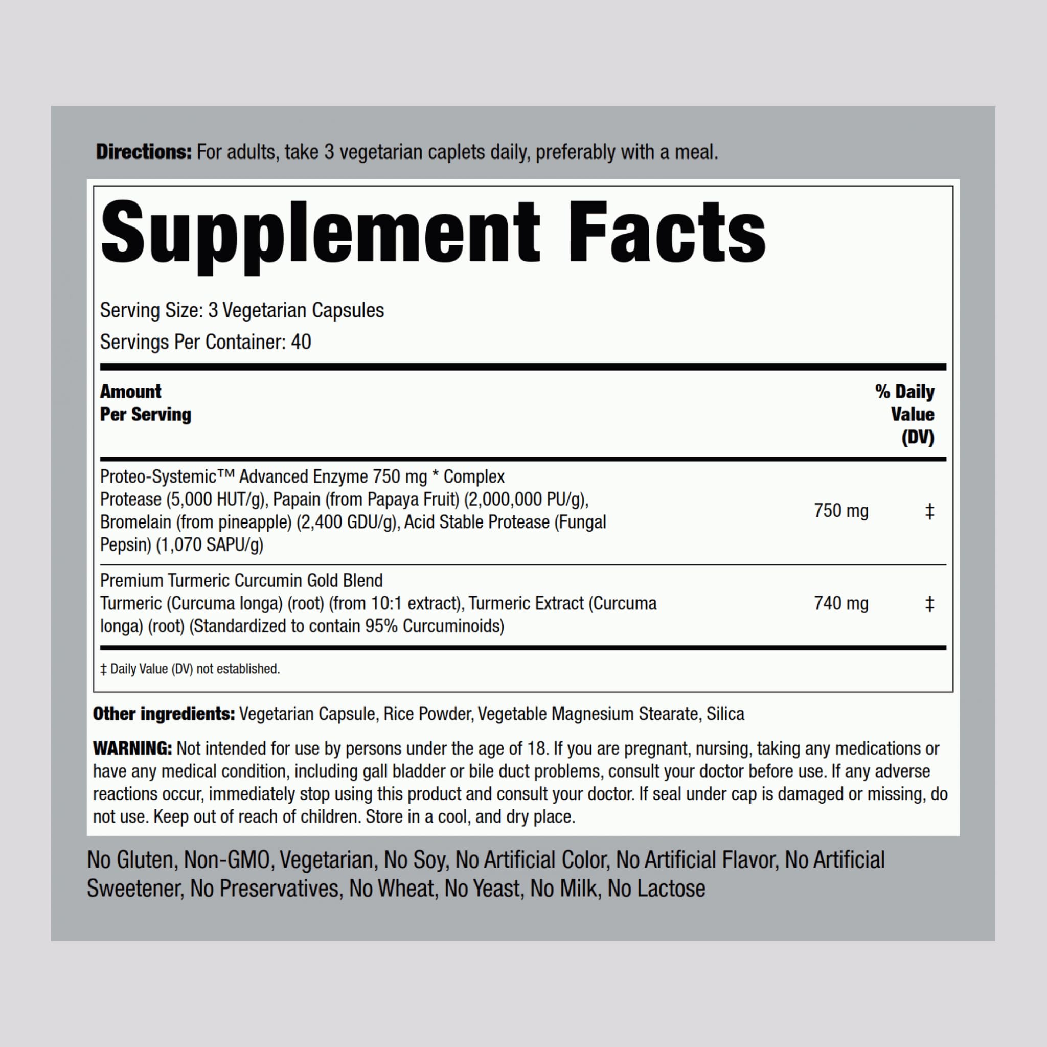 Piping Rock Proteolytic Enzymes Supplement | 120 Capsules | Broad Spectrum Complex | Vegetarian, Non-GMO, Gluten Free (Pack of 2)