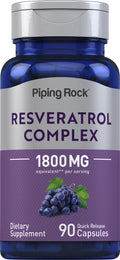 Piping Rock Resveratrol Complex 1800 mg | 90 Capsules | Ultra Potent | Non-GMO, Gluten Free