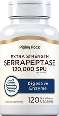 Piping Rock Serrapeptase 120000 SPU – 120 Capsules | Digestive Enzyme | Non-GMO, Gluten Free