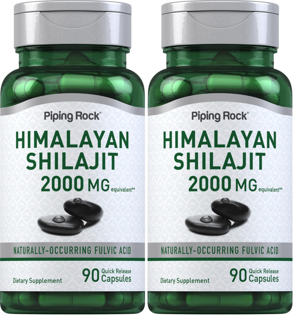 Piping Rock Shilajit Capsules 2000mg – 90 Count | Pack of 2 | Non-GMO, Gluten Free
