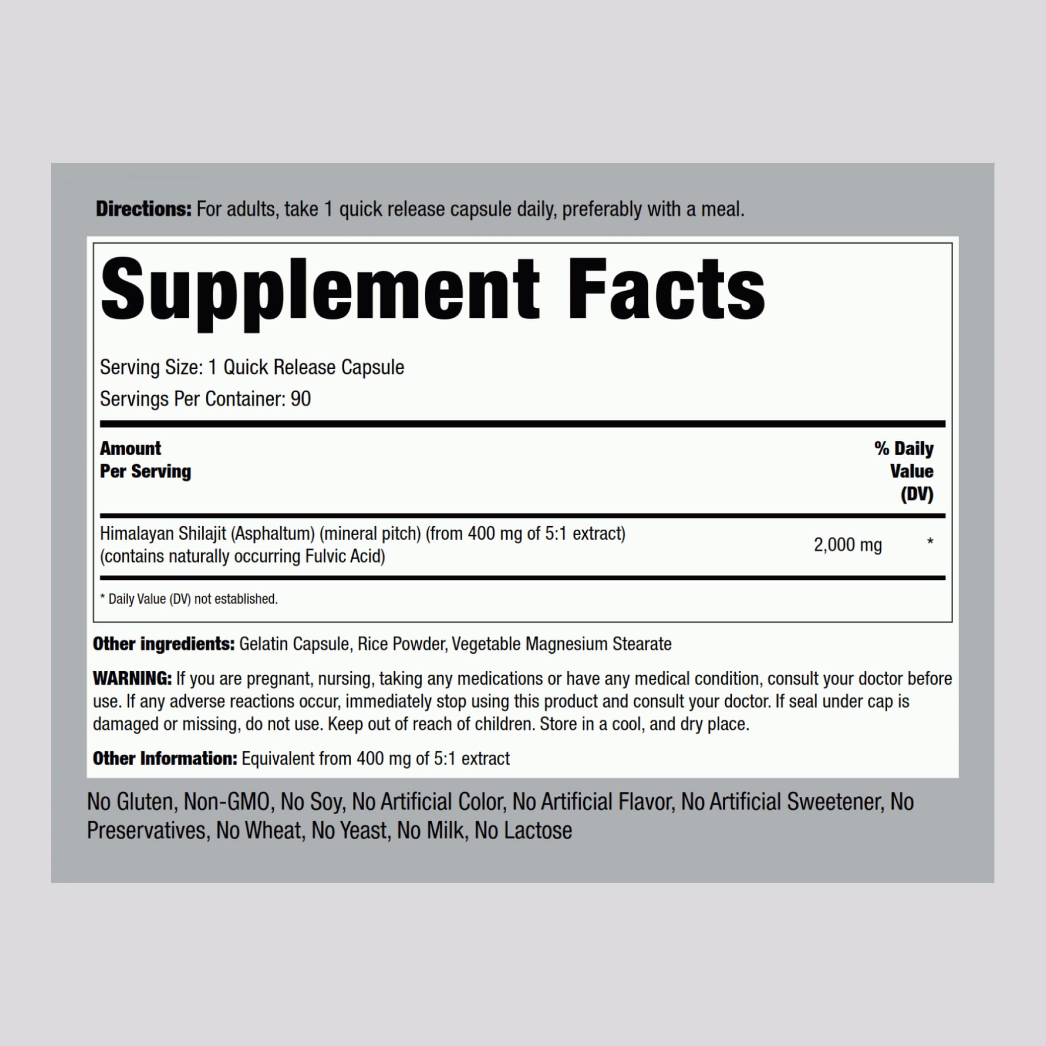 Piping Rock Shilajit Capsules 2000mg – 90 Count | Pack of 2 | Non-GMO, Gluten Free