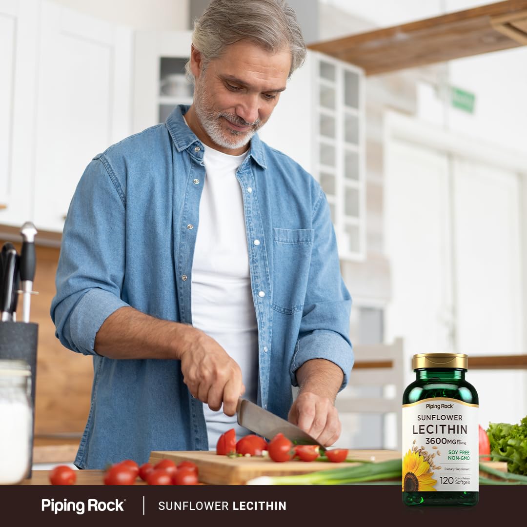 Piping Rock Sunflower Lecithin Softgel Capsules 3600 mg | 120 Count | Phosphatidylcholine | Soy Free, Non-GMO, Gluten Free (Pack of 2)
