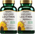 Piping Rock Sunflower Lecithin Softgel Capsules 3600 mg | 120 Count | Phosphatidylcholine | Soy Free, Non-GMO, Gluten Free (Pack of 2)