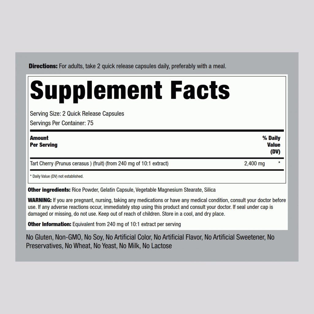 Piping Rock Tart Cherry Extract 2400mg - 150 Caps | Non-GMO & Gluten Free