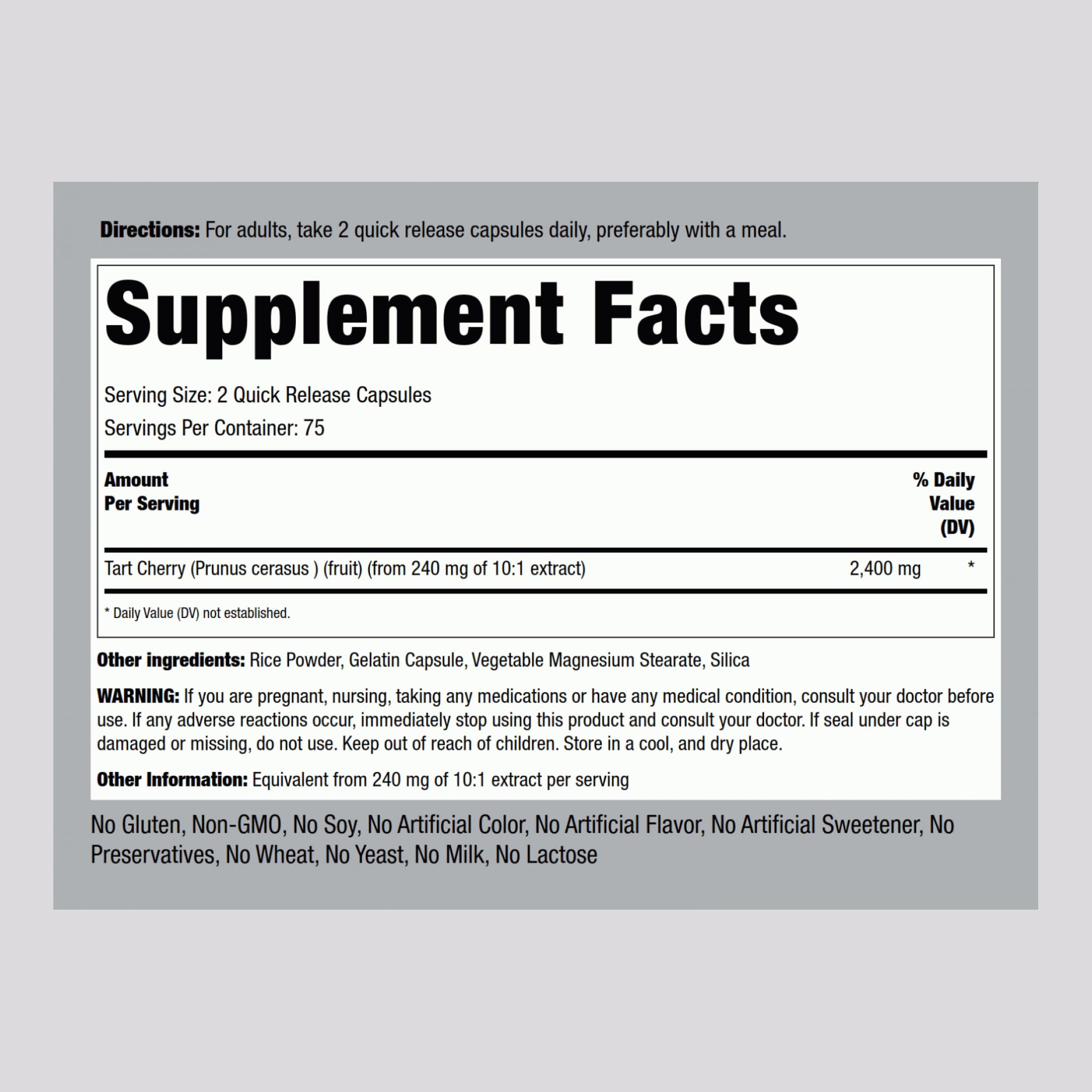 Piping Rock Tart Cherry Extract 2400mg - 150 Caps | Non-GMO & Gluten Free