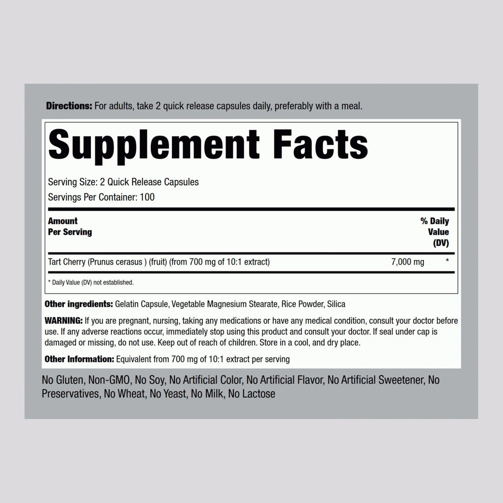 Piping Rock Tart Cherry Extract Capsules – 7000 mg, 200 Capsules | Ultra Strength | Non-GMO, Gluten Free