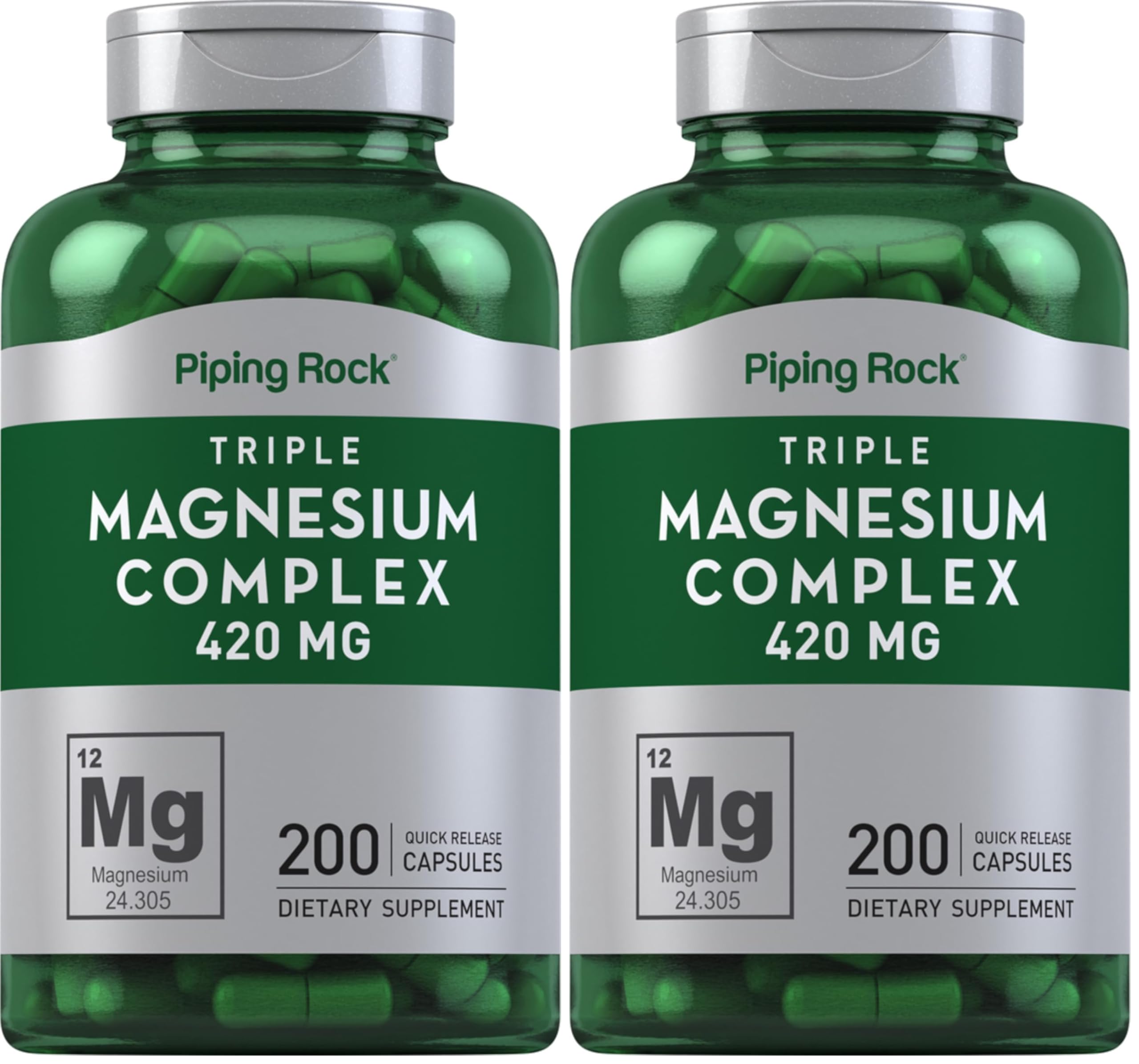 Piping Rock Triple Magnesium Complex 420 mg | 200 Capsules | Pack of 2