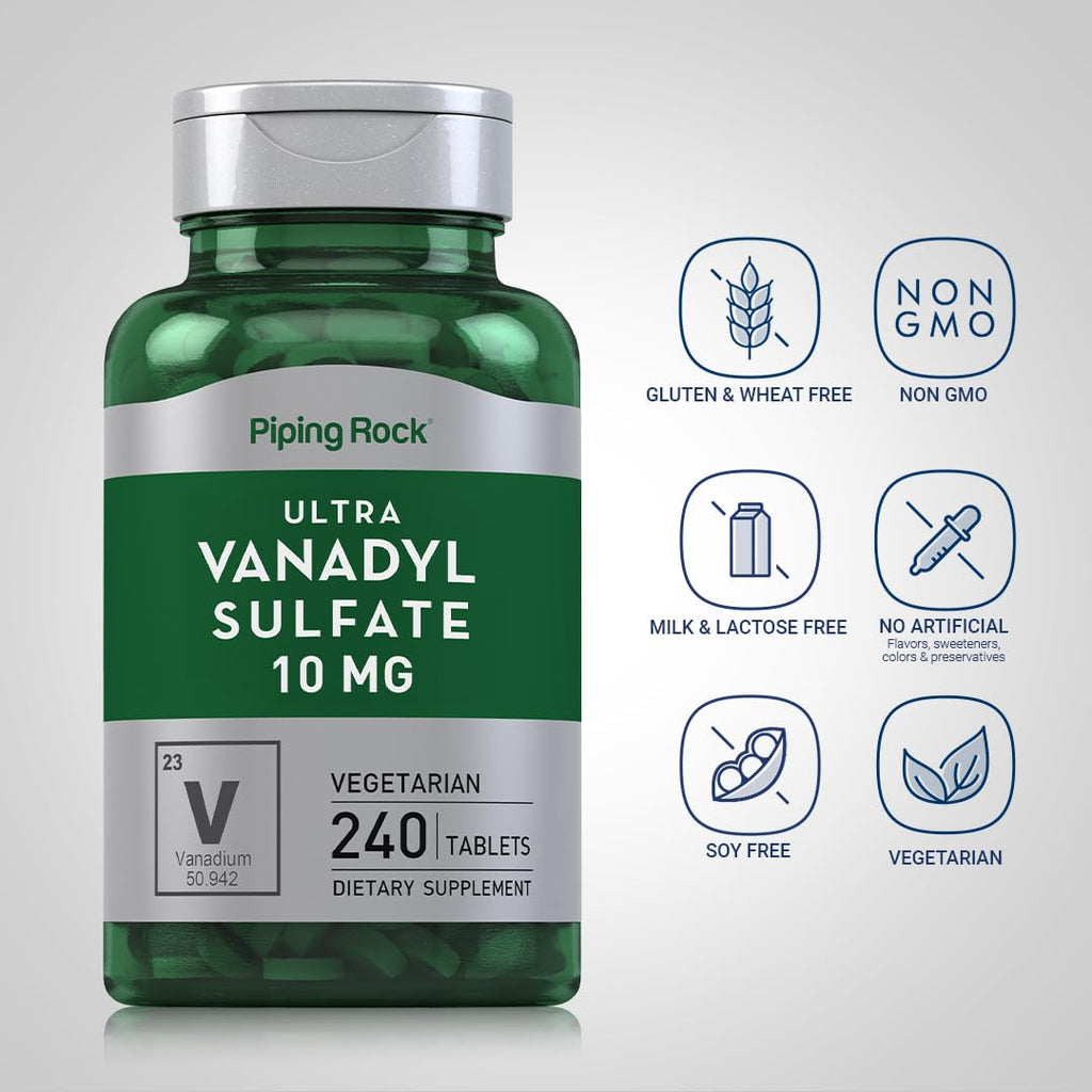 Piping Rock Vanadyl Sulfate 10 mg | 240 Tablets | Ultra Complex | Pack of 2